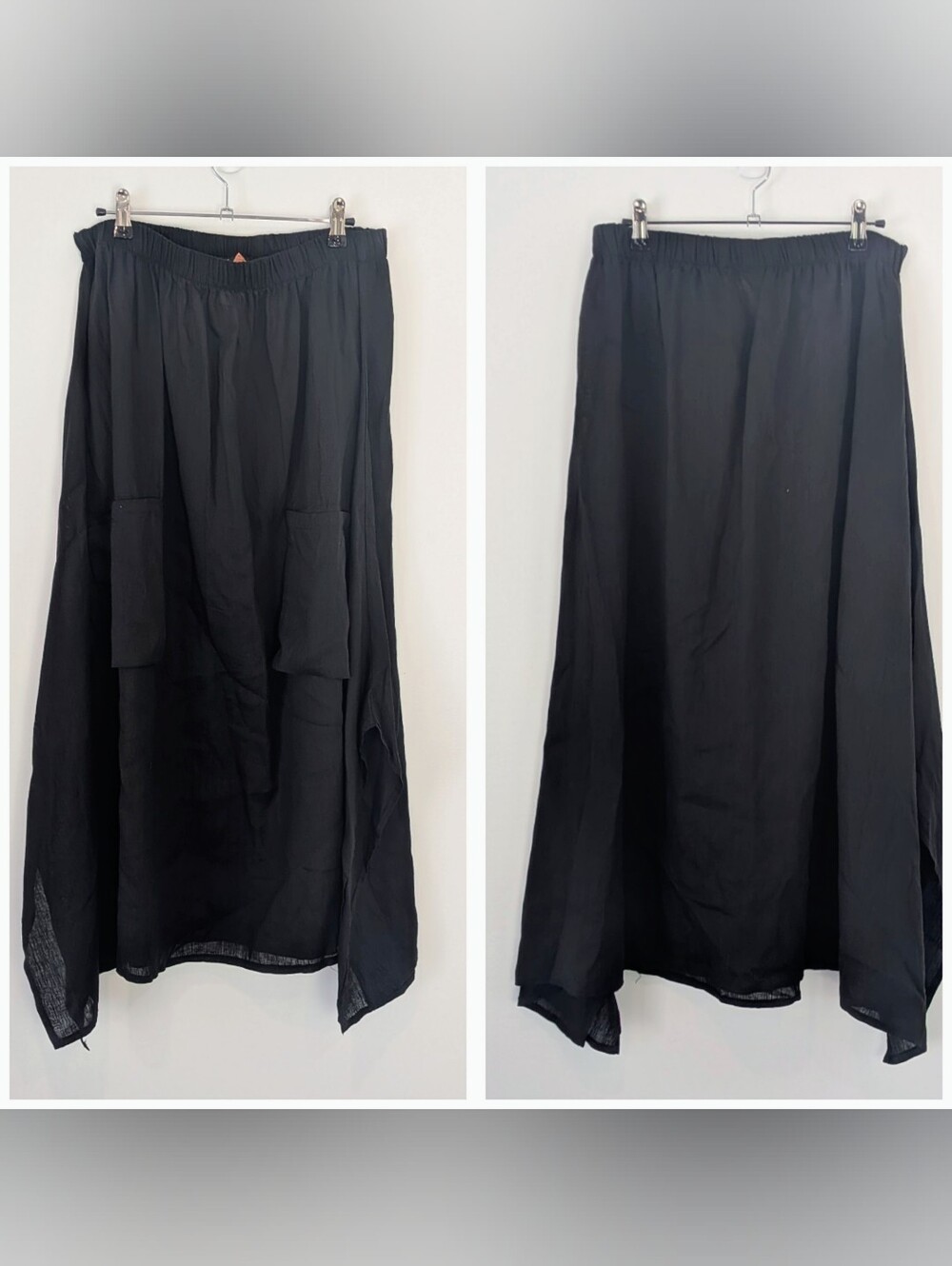 Heydari 100% Wool Asymmetrical Midi Skirt Size XXL Lagenlook Avant Garde